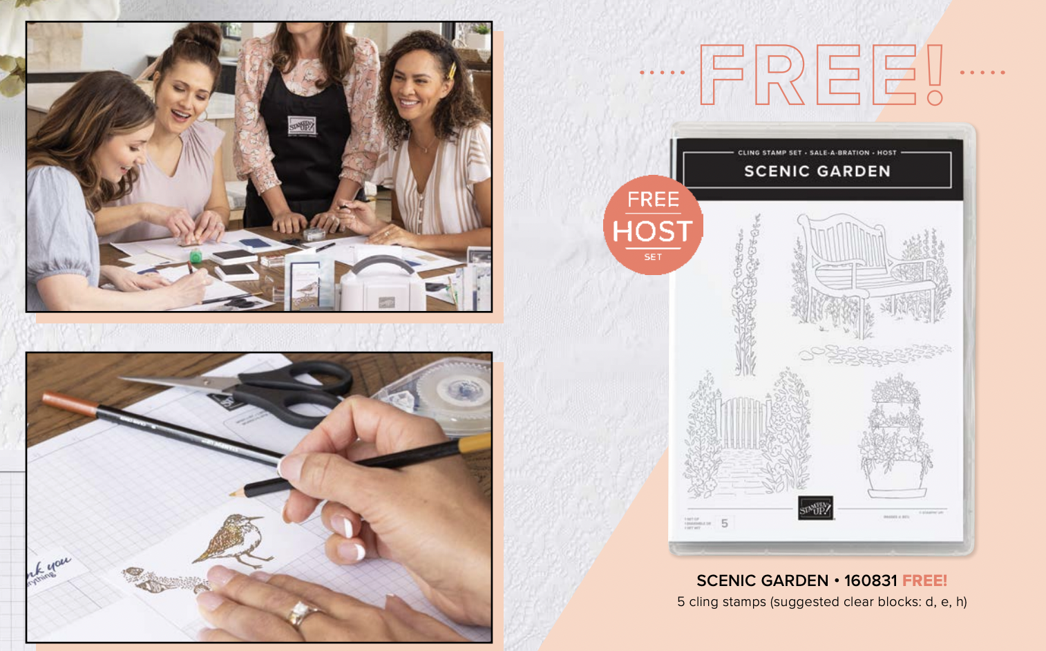 Earn the Scenic Garden stamp set for free during Sale-a-bration