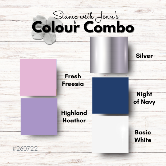 Fresh Freesia, Highland Heather and Night of Navy cardmaking colour combination