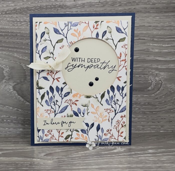 Masculine sympathy card using a leafy Floral Charm Designer Series Paper pattern