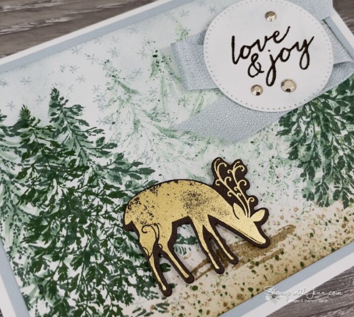 Close-up of gold hot foiling on Early Espresso cardstock