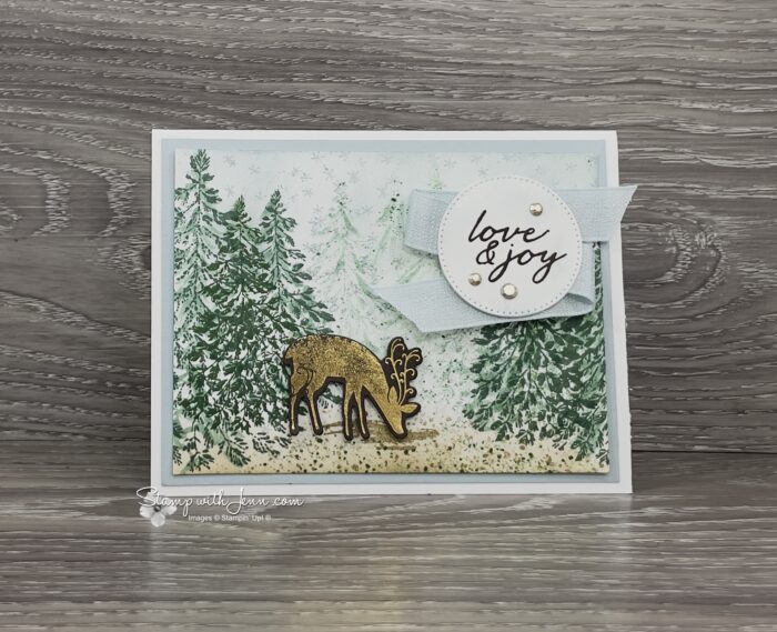 Graceful Evergreen Deer card with gold hot foiling on Early Espresso cardstock